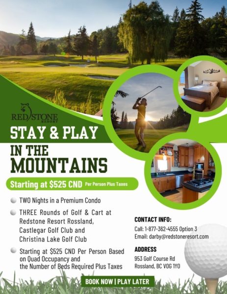 Stay & Play In The Mountains Flyer Adverting Accommodation And Golf Packages