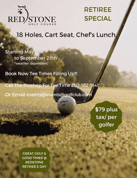 Redstone Resort Retiree Golf Sale Special Price