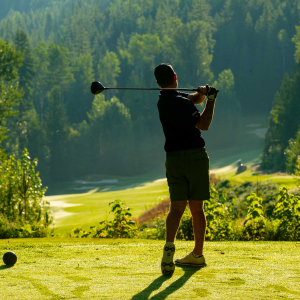 Perfecting a golf swing at a premier BC mountain resort