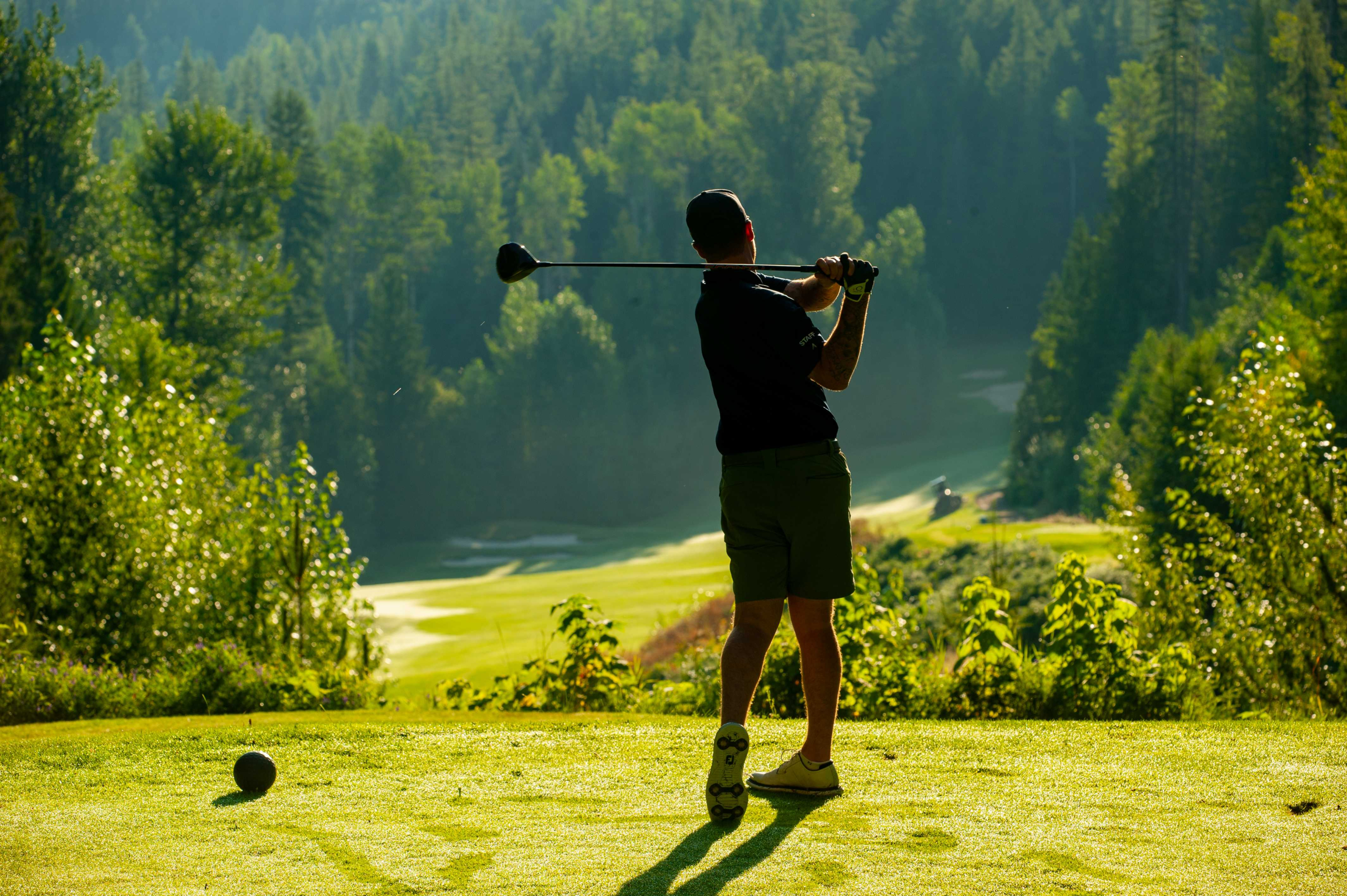 Perfecting a golf swing at a premier BC mountain resort