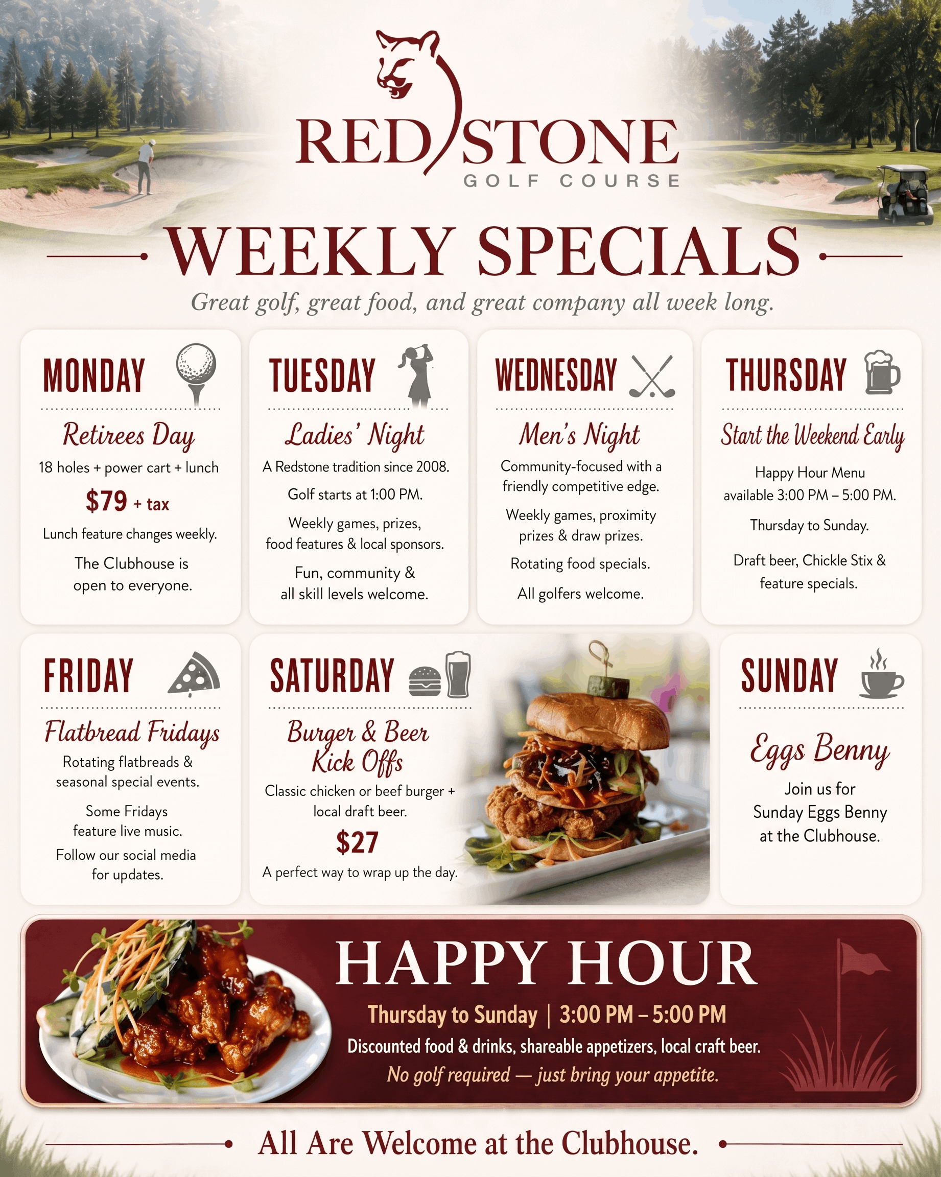 Special Meal Deals At Redstone Clubhouse