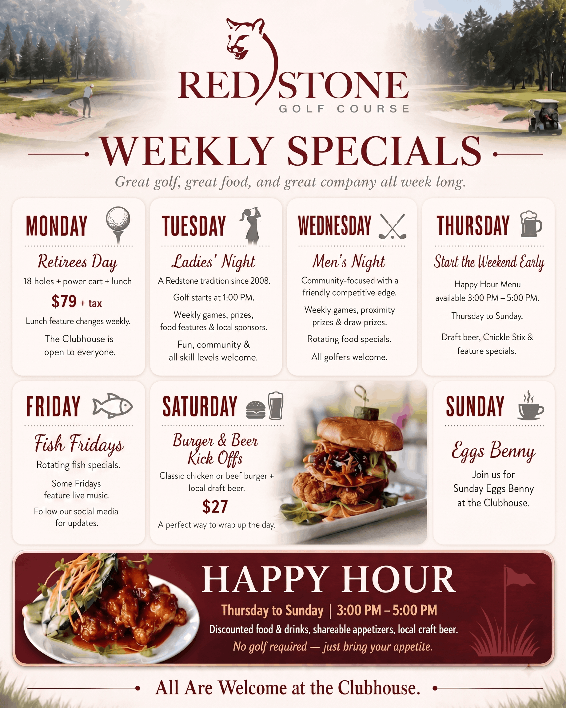 Special Meal Deals At Redstone Clubhouse